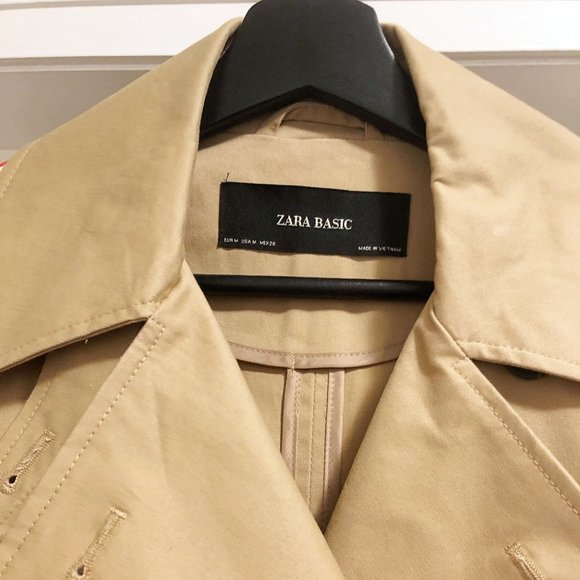 Zara Basic - Trench Coat with Side Stripes - Carmel (Size M) - Picture 3 of 7